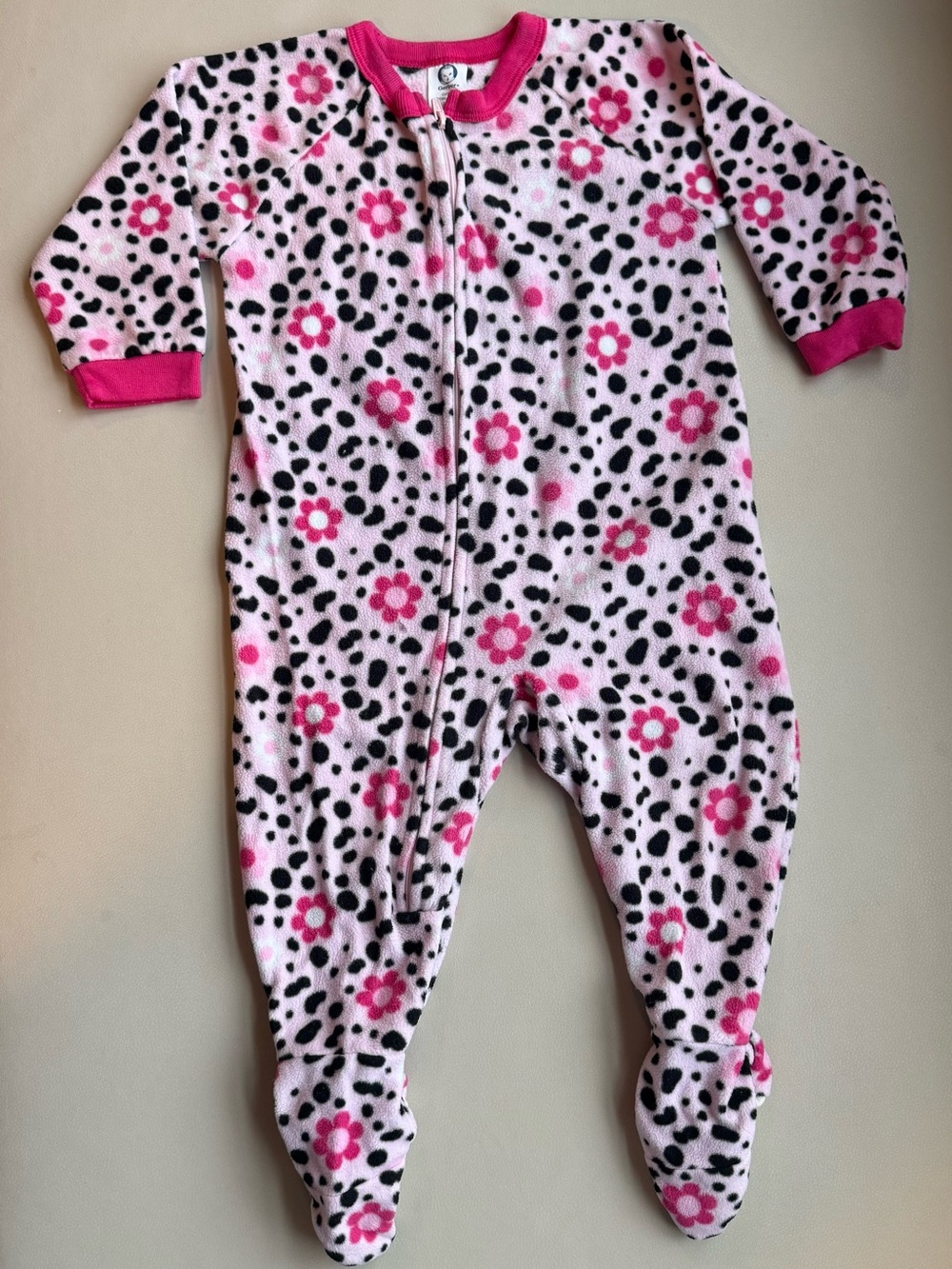 Baby Girls’ Pink Leopard & Floral Fleece Footed Pajamas